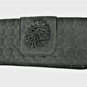 Vera Bradley Black Quilted Clutch Purse with Chain